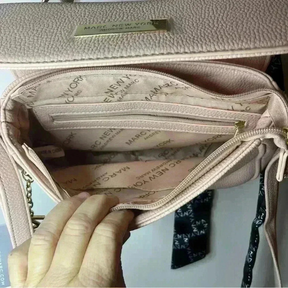 Marc New York Crossbody Handbag Purse Pebbled Leather Blush Pink NWT Chic Classy - Picture 10 of 11